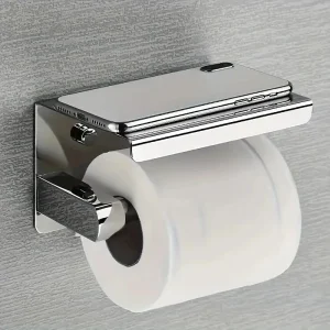 Stainless Steel Bathroom Paper Holder Toilet Roll Holder No Drilling Wall Mount WC Paper Phone Holders Home Paper Towel Holder 1
