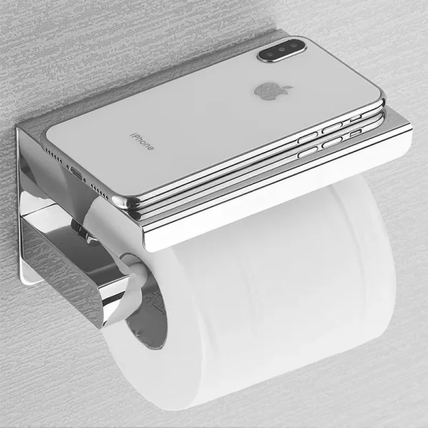 Stainless Steel Bathroom Paper Holder Toilet Roll Holder No Drilling Wall Mount WC Paper Phone Holders Home Paper Towel Holder 2