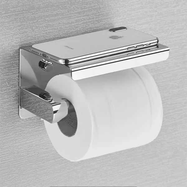 Stainless Steel Bathroom Paper Holder Toilet Roll Holder No Drilling Wall Mount WC Paper Phone Holders Home Paper Towel Holder 4