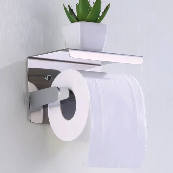 Stainless Steel Bathroom Paper Holder Toilet Roll Holder No Drilling Wall Mount WC Paper Phone Holders Home Paper Towel Holder 5