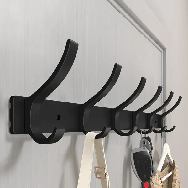 Black Robe Hooks Towel Hanger Nail Wall Rack Hooks Coat Clothes Holder for Bathroom Kitchen Accessories 1