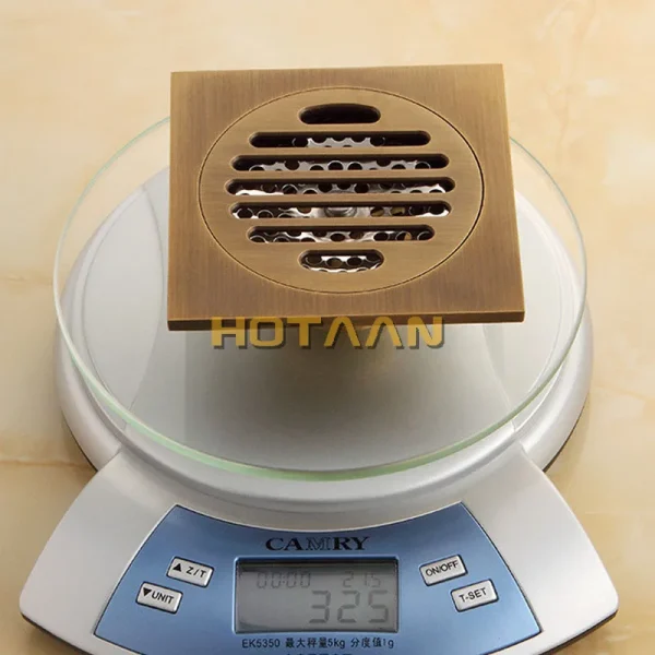 . High Quality Antique Brass Carved Flower Art Bathroom Accessory Floor Drain Waste Grate100mm*100mm YT-2104 6