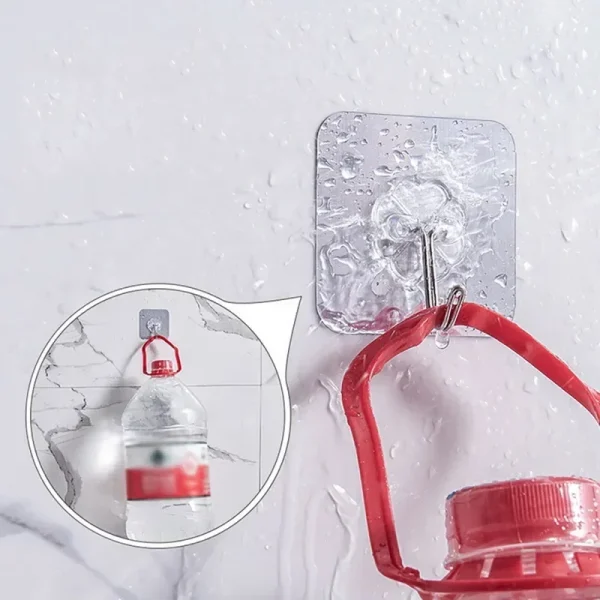 Transparent Wall Hooks Hangers Self Adhesive Door Wall Hangers Hooks Suction Heavy Load Rack For Kitchen Bathroom Accessories 3