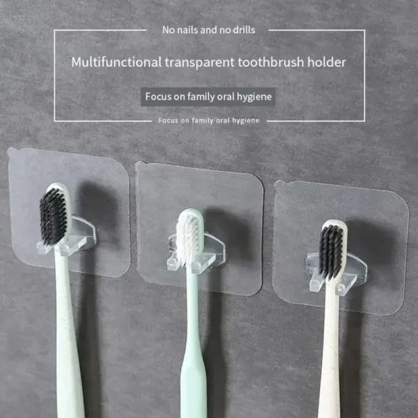 2/4/10pcs Removable Toothbrush Holder Transparent Travel Stand Toilet Shaver Organizer Tooth Brush Storage Rack Bathroom Gadgets 3