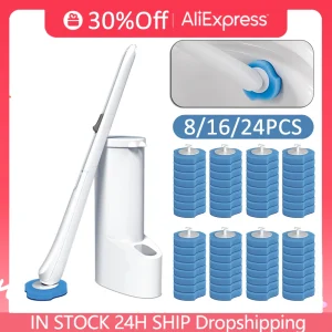 Toilet Brush Disposable Brush Long Handle Bathroom Cleaning Brush With Replaceable Brush Head 8-32Pcs Toilet Accessories 1