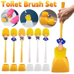 Funny Trump Toilet Brush Yellow Donald Trump WC Cleaning Brush Set Household Lavatory Brushes Novelty Gifts Bathroom Accessories 1