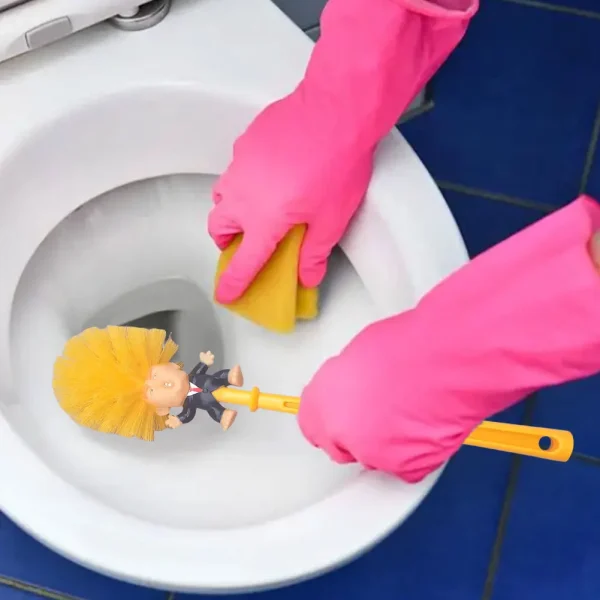 Funny Trump Toilet Brush Yellow Donald Trump WC Cleaning Brush Set Household Lavatory Brushes Novelty Gifts Bathroom Accessories 4