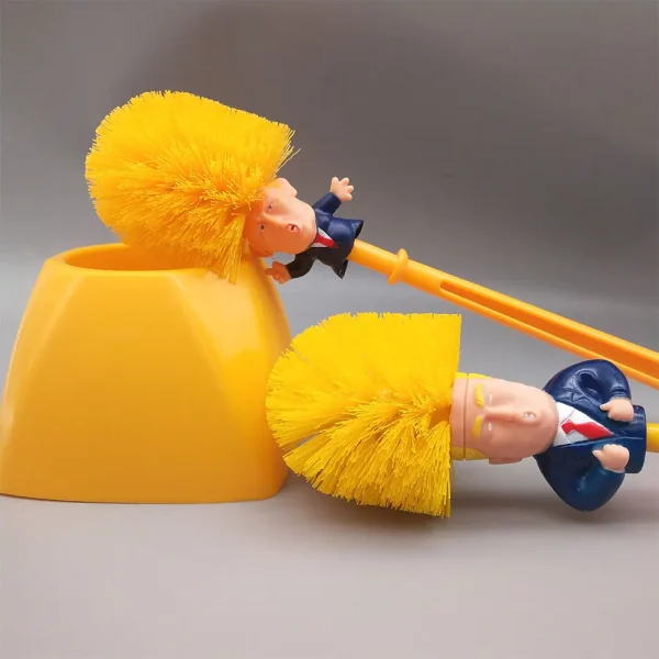 Funny Trump Toilet Brush Yellow Donald Trump WC Cleaning Brush Set Household Lavatory Brushes Novelty Gifts Bathroom Accessories 5