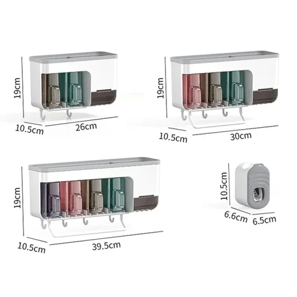 Wall Mounted Toothbrush Holder with Cup Multifunctional Storage Rack for Toothbrush Toothpaste Hanging Towel Bathroom Organizers 6