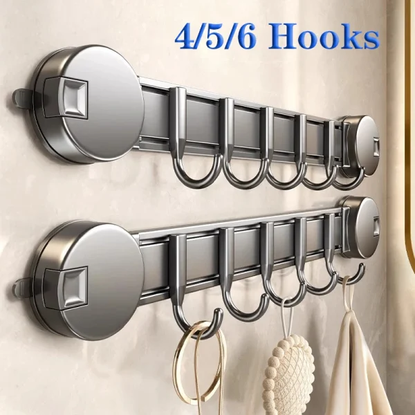 Bathroom Accessories Space Aluminum Vacuum Adsorption Hooks Wall-mounted Quick Mounting Door Hooks Kitchen Storage 1