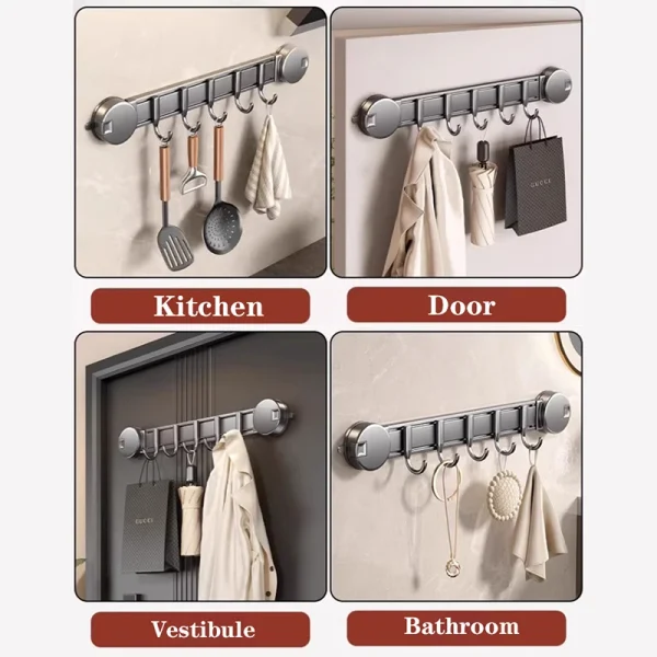 Bathroom Accessories Space Aluminum Vacuum Adsorption Hooks Wall-mounted Quick Mounting Door Hooks Kitchen Storage 2
