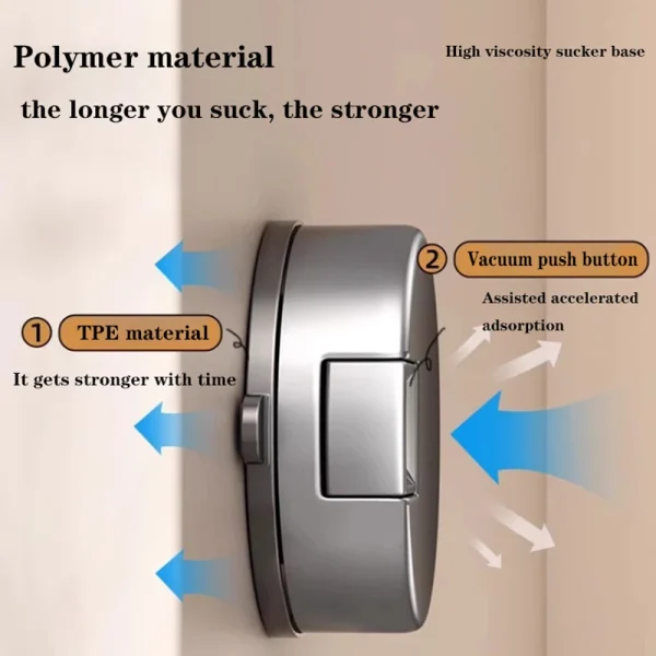 Bathroom Accessories Space Aluminum Vacuum Adsorption Hooks Wall-mounted Quick Mounting Door Hooks Kitchen Storage 3