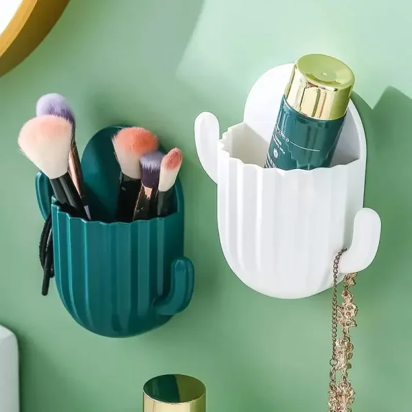 Toothbrush Holder Cactus Storage Rack Shaver Organizer Wall Self-adhesive Storage Drain Rack Prateleiras Bathroom Accessories 1