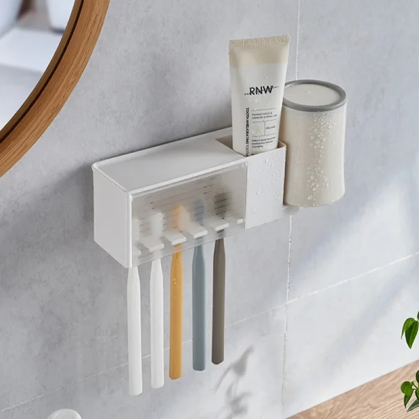 Bathroom Shelves Wall Mount Toothbrush Toothpaste Holder Suction Cup Storage Rack Toiletries Organizer Bathroom Accessories 1