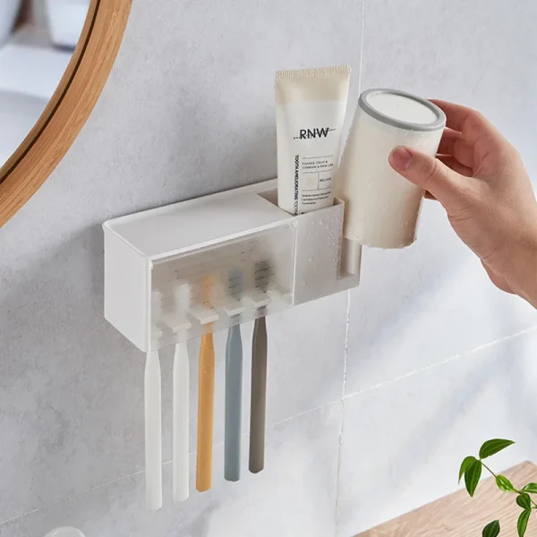 Bathroom Shelves Wall Mount Toothbrush Toothpaste Holder Suction Cup Storage Rack Toiletries Organizer Bathroom Accessories 2