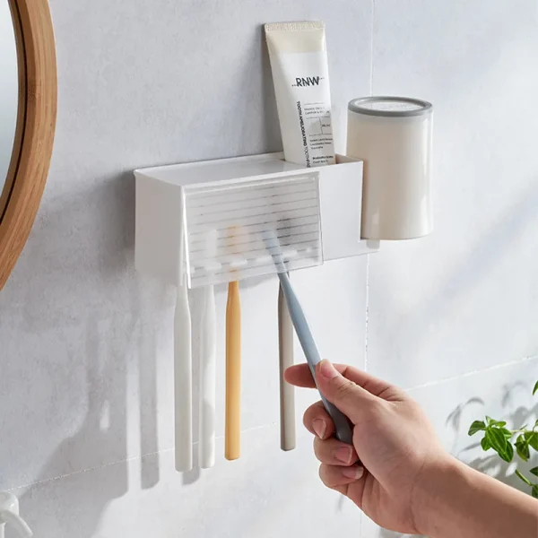 Bathroom Shelves Wall Mount Toothbrush Toothpaste Holder Suction Cup Storage Rack Toiletries Organizer Bathroom Accessories 3