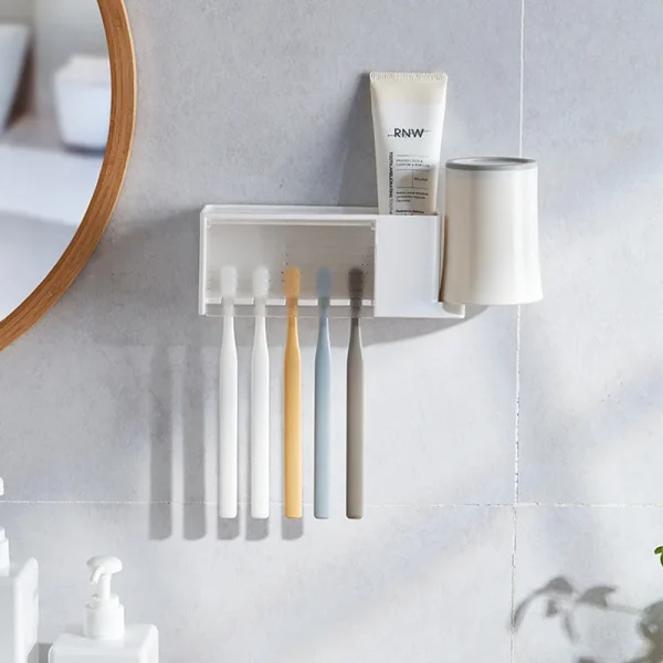 Bathroom Shelves Wall Mount Toothbrush Toothpaste Holder Suction Cup Storage Rack Toiletries Organizer Bathroom Accessories 4