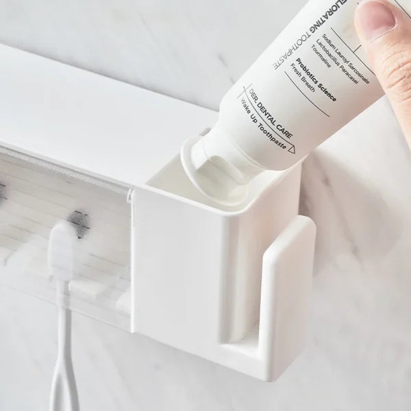 Bathroom Shelves Wall Mount Toothbrush Toothpaste Holder Suction Cup Storage Rack Toiletries Organizer Bathroom Accessories 5