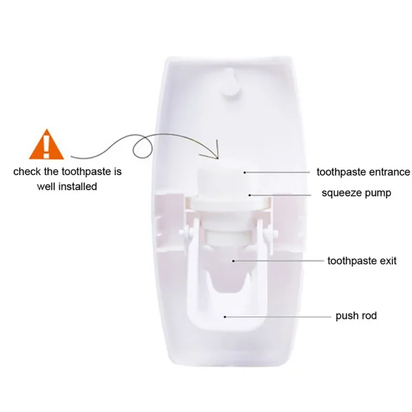 2PCS Automatic Toothpaste Dispenser Wall Mount Dust-proof Toothbrush Holder Wall Mount Bathroom Accessories Set Squeezer 5