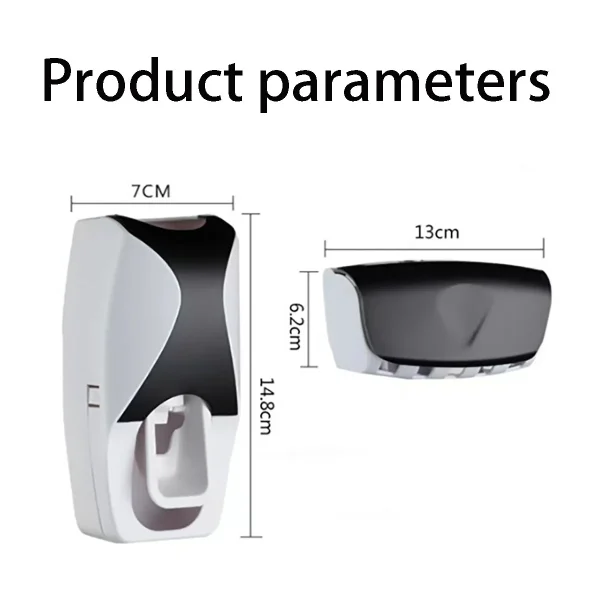 2PCS Automatic Toothpaste Dispenser Wall Mount Dust-proof Toothbrush Holder Wall Mount Bathroom Accessories Set Squeezer 6