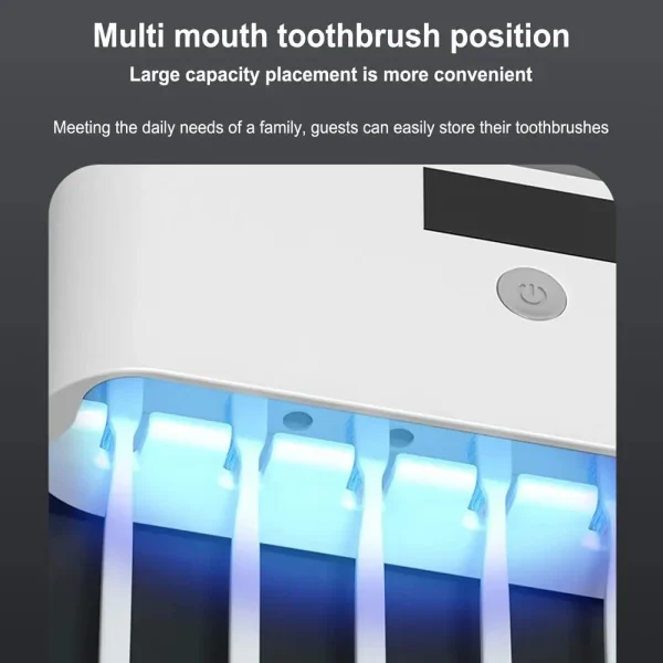 Wall Toothbrush Holder for Bathroom UV Toothbrush Organizer Toothpaste Dispenser USB Rechargeable 5 Slots Bathroom Supplies 3