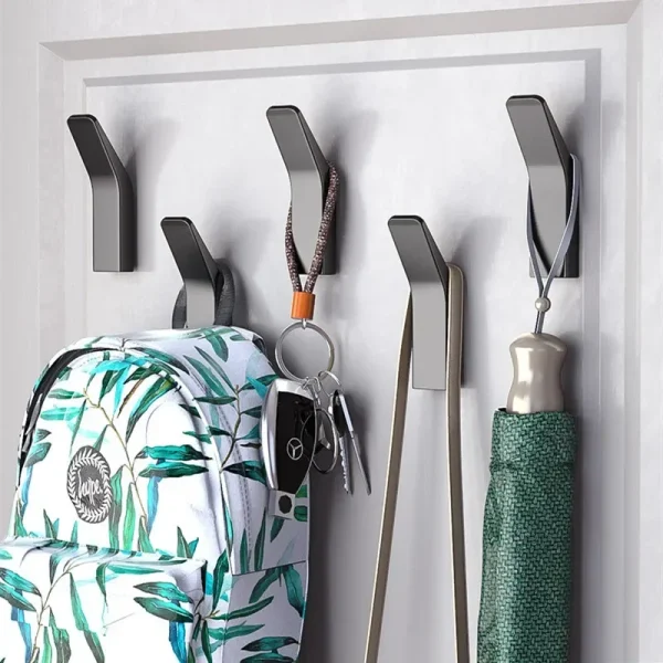 No Drilling Black White Towel Hooks for Bathroom Robe Clothes Coat Hook Door Keys Bag Hanger Hook Livingroom Kitchen Accessories 2