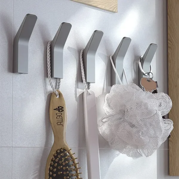 No Drilling Black White Towel Hooks for Bathroom Robe Clothes Coat Hook Door Keys Bag Hanger Hook Livingroom Kitchen Accessories 3