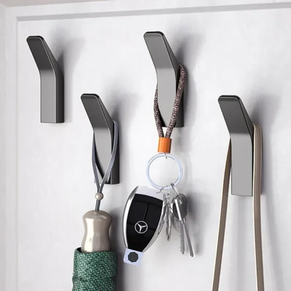 No Drilling Black White Towel Hooks for Bathroom Robe Clothes Coat Hook Door Keys Bag Hanger Hook Livingroom Kitchen Accessories 4