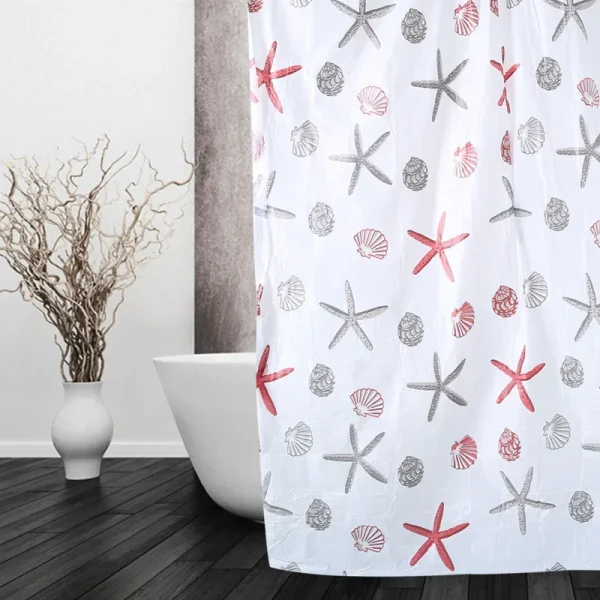 150X150cm PEVA Bathroom Shower Curtains Waterproof Thickening Bath Curtain Starfish Hibiscus Pattern Bathroom Shower Accessories 3