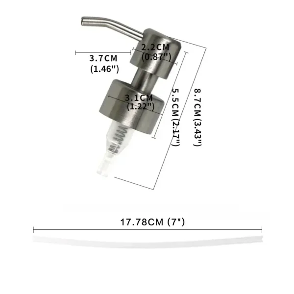 304 Stainless Steel Hand Soap Pump Nozzle Dispenser Head for Bathroom Kitchen Foam Shampoo Dispenser Accessory Rustproof Durable 6
