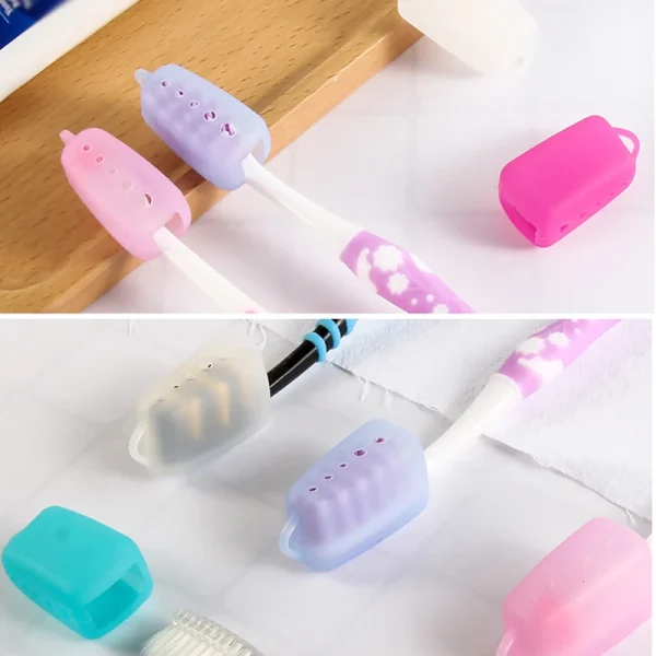 5PCS Silicone Portable Toothbrush Head Covers For Travel Hiking Camping Toothbrush Box Brush Cap Case Support Bathroom Accessory 4