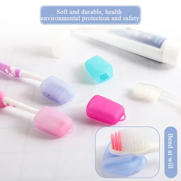 5PCS Silicone Portable Toothbrush Head Covers For Travel Hiking Camping Toothbrush Box Brush Cap Case Support Bathroom Accessory 5