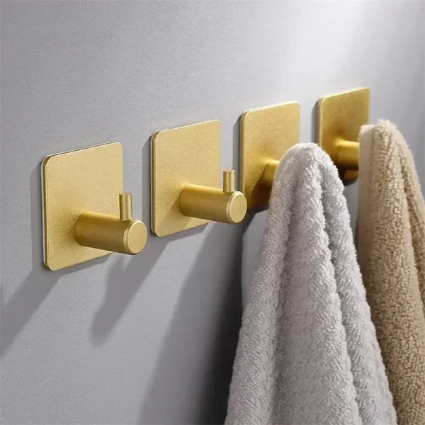 Self Adhesive Home Kitchen Wall Door Hook Key Rack Kitchen Towel Hanger Aluminum Towel Coat Robe Hook Bathroom Accessories 1