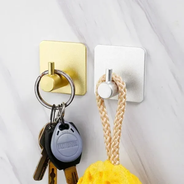Self Adhesive Home Kitchen Wall Door Hook Key Rack Kitchen Towel Hanger Aluminum Towel Coat Robe Hook Bathroom Accessories 2