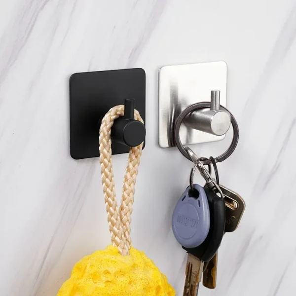 Self Adhesive Home Kitchen Wall Door Hook Key Rack Kitchen Towel Hanger Aluminum Towel Coat Robe Hook Bathroom Accessories 3