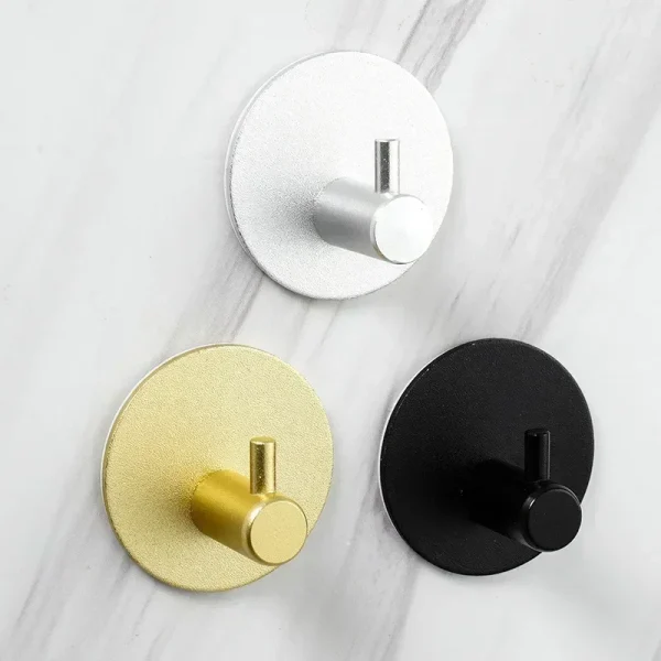Self Adhesive Home Kitchen Wall Door Hook Key Rack Kitchen Towel Hanger Aluminum Towel Coat Robe Hook Bathroom Accessories 4
