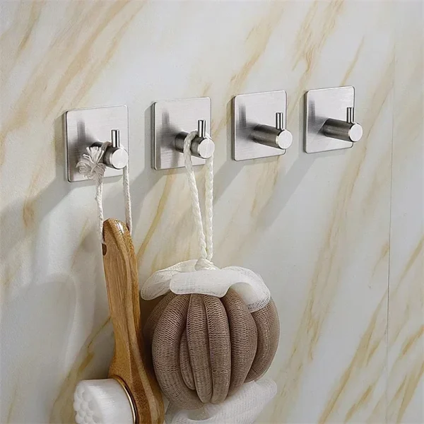 Self Adhesive Home Kitchen Wall Door Hook Key Rack Kitchen Towel Hanger Aluminum Towel Coat Robe Hook Bathroom Accessories 5