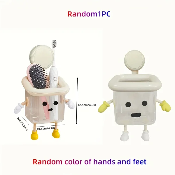 1pc bathroom toothbrush holder, no punching suction cup wall mounted storage box, home decoration plastic accessories  storage 3