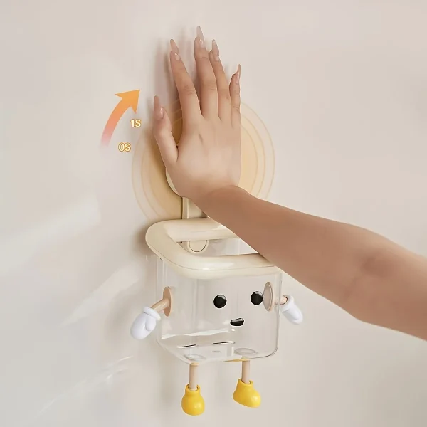 1pc bathroom toothbrush holder, no punching suction cup wall mounted storage box, home decoration plastic accessories  storage 5