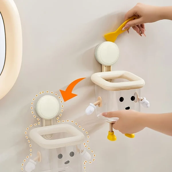 1pc bathroom toothbrush holder, no punching suction cup wall mounted storage box, home decoration plastic accessories  storage 6