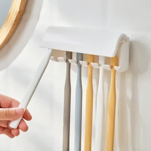 Toothbrush Holder Punch-free Wall-mounted Toothpaste Holder Toothpaste Storage Rack Holders Bath Organizer Bathroom Accessories 1