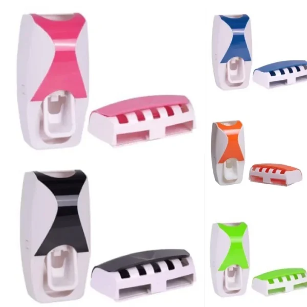 1Set Toothbrush Holder with Automatic Toothpaste Dispenser Wall Mounted Toothbrush Storage Rack & Bathroom Toothpaste Squeezer 3