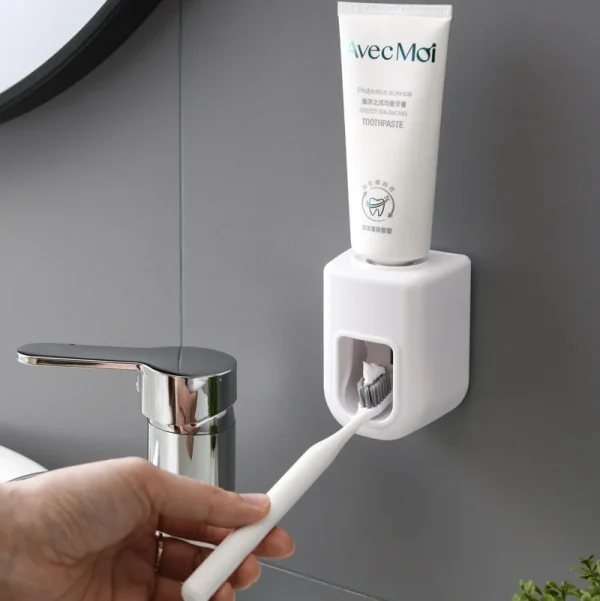 Creative Wall Mount Automatic Toothpaste Dispenser Bathroom Accessories Waterproof Lazy Toothpaste Squeezer Toothbrush Holder 2
