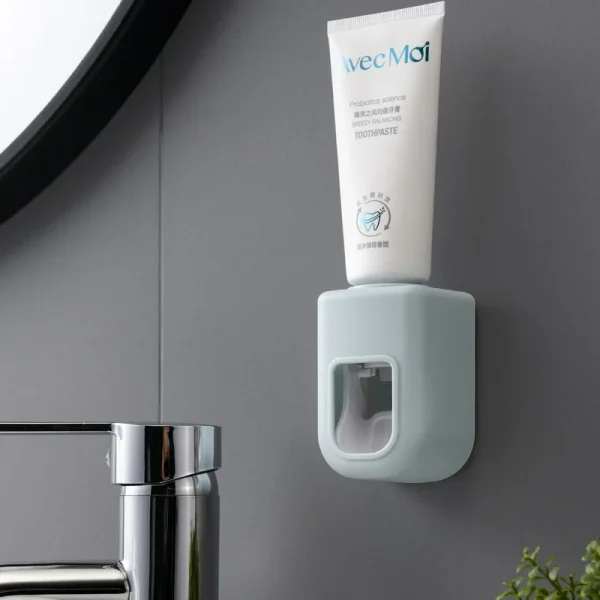 Creative Wall Mount Automatic Toothpaste Dispenser Bathroom Accessories Waterproof Lazy Toothpaste Squeezer Toothbrush Holder 4