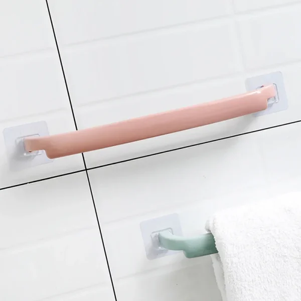 Self-adhesive Towel Holder Rack Wall Mounted Towel Hanger Bathroom Towel Bar Shelf Roll Holder Hanging Hook Bathroom Organizer 4