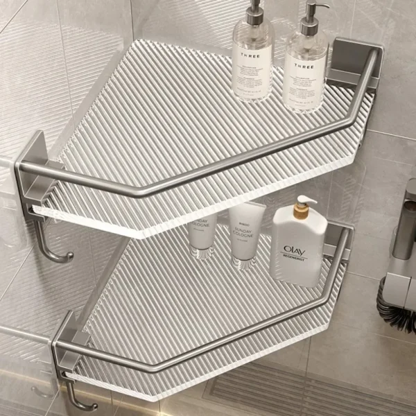 Wall Shelf No Drill Acrylic Triangle Bathroom Shelf Wall Mount Corner Storage Rack Large Capacity Organizer Bathroom Accessories 1