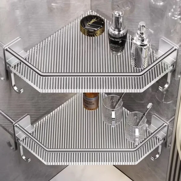 Wall Shelf No Drill Acrylic Triangle Bathroom Shelf Wall Mount Corner Storage Rack Large Capacity Organizer Bathroom Accessories 2