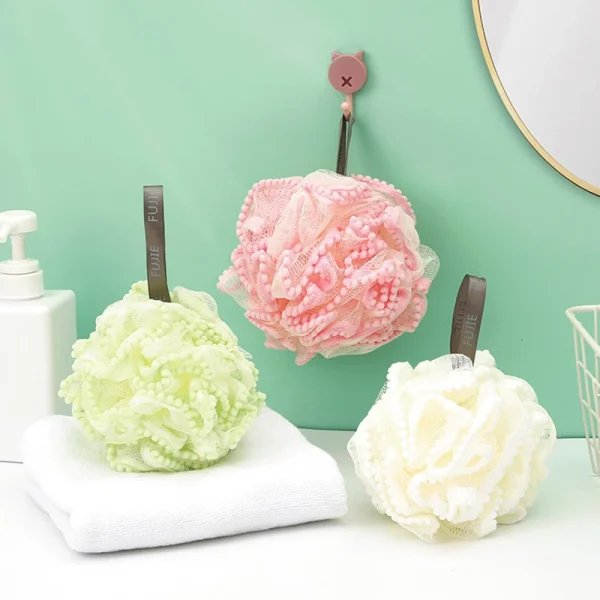 Soft Mesh Bath Sponge Balls Skin Cleaning Brush Shower Puff Body Cleaner Exfoliating Scrubbers Bath Flower Bathing Accessories 3