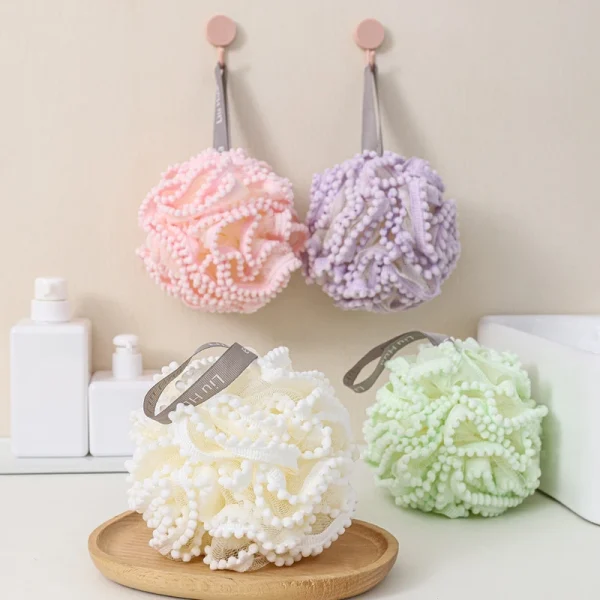 Soft Mesh Bath Sponge Balls Skin Cleaning Brush Shower Puff Body Cleaner Exfoliating Scrubbers Bath Flower Bathing Accessories 4