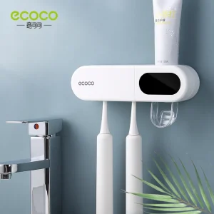 ECOCO UV Charge Toothbrush Holder Wall Mounted Sterilizer Automatic Toothpaste Dispenser Squeezer Organizer Bathroom Accessories 1